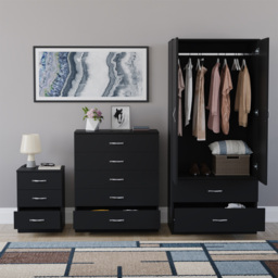 Vida Designs Riano Black 3 Piece Bedroom Furniture Set - Wilko - thumbnail 4