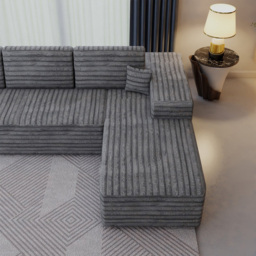Sliding Wardrobes 4U 3 Seater L Shaped Grey Corner Sofa with Reversible Chaise - Wilko - thumbnail 4