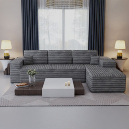 Sliding Wardrobes 4U 3 Seater L Shaped Grey Corner Sofa with Reversible Chaise - Wilko - thumbnail 6