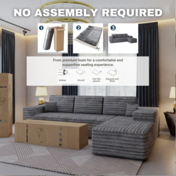 Sliding Wardrobes 4U 3 Seater L Shaped Grey Corner Sofa with Reversible Chaise - Wilko - thumbnail 7