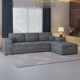 Sliding Wardrobes 4U 3 Seater L Shaped Grey Corner Sofa with Reversible Chaise - Wilko - thumbnail 1