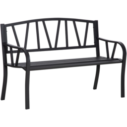 Outsunny 2 Seater Black Metal Garden Bench with Decorative Backrest - Wilko - thumbnail 3
