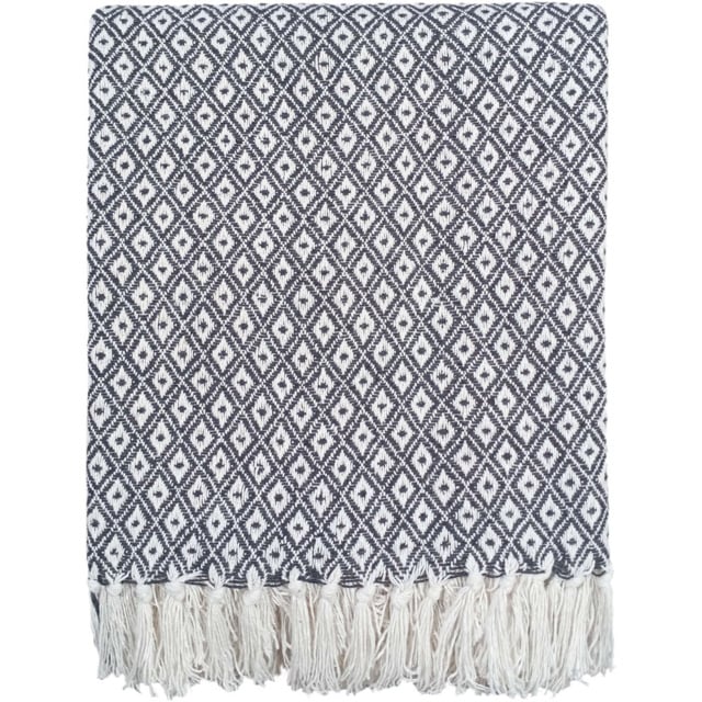 Rapport Home Grey Eden Recycled Cotton Geometric Throw 127 x 152cm - Size: 7 x 152 x 127cm - Wilko - image 1