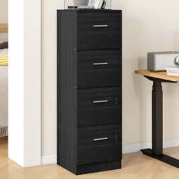 HOMCOM 4 Drawer Black Wood Effect Locking File Cabinet - Wilko - thumbnail 1