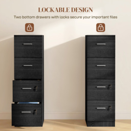 HOMCOM 4 Drawer Black Wood Effect Locking File Cabinet - Wilko - thumbnail 7