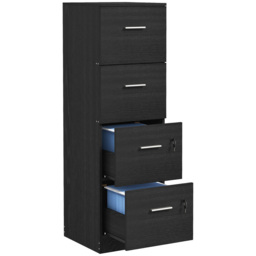HOMCOM 4 Drawer Black Wood Effect Locking File Cabinet - Wilko - thumbnail 3