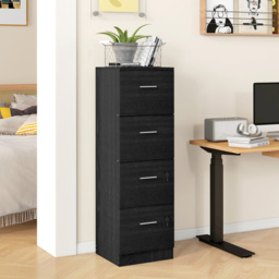 HOMCOM 4 Drawer Black Wood Effect Locking File Cabinet - Wilko - thumbnail 6