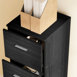 HOMCOM 4 Drawer Black Wood Effect Locking File Cabinet - Wilko - thumbnail 5