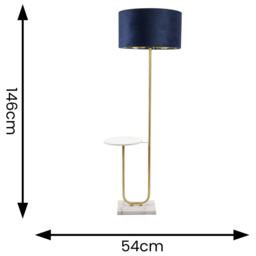 ValueLights Tavel Gold LED Floor Lamp Table with Navy Blue and Gold Velvet Lamp Shade - Size: 146 x 54 x 35cm - Wilko - thumbnail 5