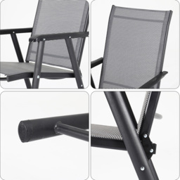 Living and Home Foldable 2 Seater Black Tempered Glass Bistro Set - Wilko - thumbnail 7