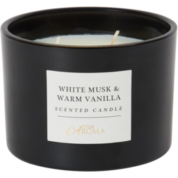 3 Wick Scented Candle White Musk and Vanilla - True Aroma - Wilko - thumbnail 3
