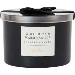 3 Wick Scented Candle White Musk and Vanilla - True Aroma - Wilko