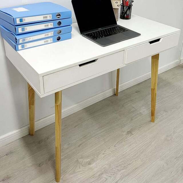 Gr8 Home 2 Drawer Wooden Desk White - Wilko - image 1