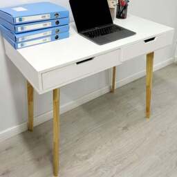 Gr8 Home 2 Drawer Wooden Desk White - Wilko - thumbnail 1