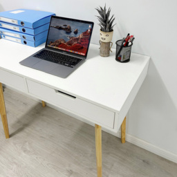 Gr8 Home 2 Drawer Wooden Desk White - Wilko - thumbnail 5