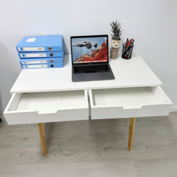 Gr8 Home 2 Drawer Wooden Desk White - Wilko - thumbnail 4