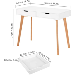 Gr8 Home 2 Drawer Wooden Desk White - Wilko - thumbnail 6