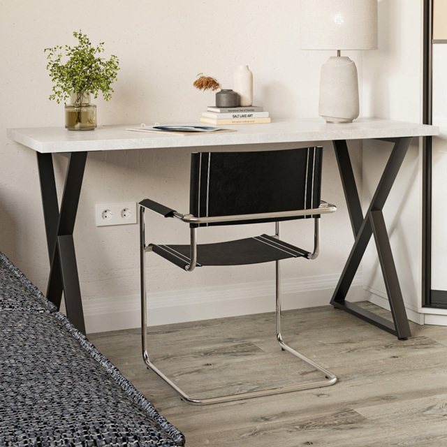Shefa Chicago 6 Seater Dining Table Concrete Grey - Wilko - image 1