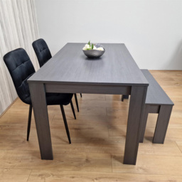 Kosy Koala 4 Seater Velvet Arrow Design Dining Bench Set Black and Dark Grey - Size: 2 Seater - Portland - Wilko - thumbnail 4
