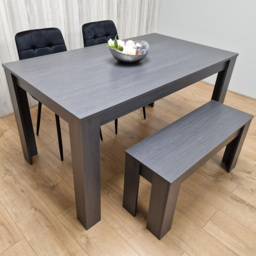 Kosy Koala 4 Seater Velvet Arrow Design Dining Bench Set Black and Dark Grey - Size: 2 Seater - Portland - Wilko