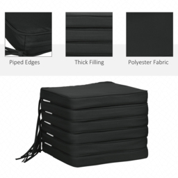 Outsunny Black Dining Chair Seat Pad Cushion 42 x 42cm 6 Pack - Wilko - thumbnail 5