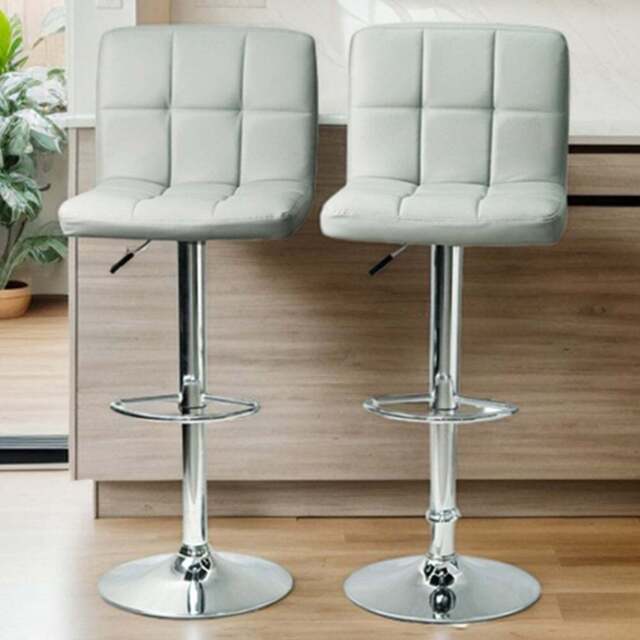 Gr8 Home Light Grey Faux Leather Swivel Breakfast Bar Stool Set of 2 - Size: 38 x 41 x 115cm - Wilko - image 1