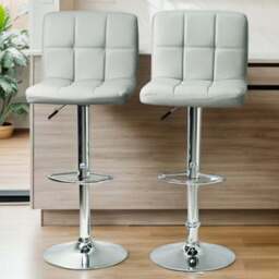 Gr8 Home Light Grey Faux Leather Swivel Breakfast Bar Stool Set of 2 - Size: 38 x 41 x 115cm - Wilko