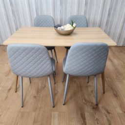 Kosy Koala 4 Seater Faux Leather Rectangular Dining Set Beige and Grey - Multi - Portland - Wilko - thumbnail 4
