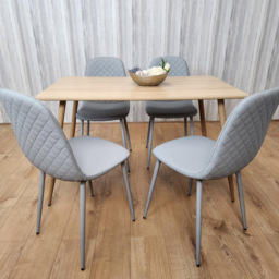 Kosy Koala 4 Seater Faux Leather Rectangular Dining Set Beige and Grey - Multi - Portland - Wilko - thumbnail 6