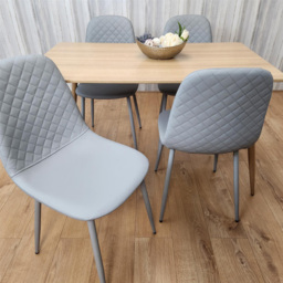 Kosy Koala 4 Seater Faux Leather Rectangular Dining Set Beige and Grey - Multi - Portland - Wilko - thumbnail 5