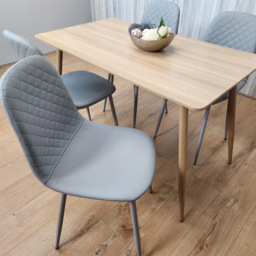 Kosy Koala 4 Seater Faux Leather Rectangular Dining Set Beige and Grey - Multi - Portland - Wilko - thumbnail 7