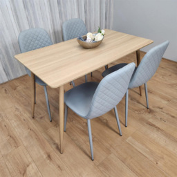 Kosy Koala 4 Seater Faux Leather Rectangular Dining Set Beige and Grey - Multi - Portland - Wilko - thumbnail 3