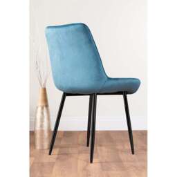 Furniturebox Cesano Set of 2 Blue and Black Velvet Dining Chair - Wilko - thumbnail 5