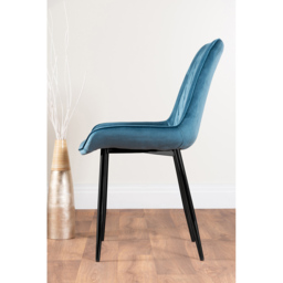 Furniturebox Cesano Set of 2 Blue and Black Velvet Dining Chair - Wilko - thumbnail 4