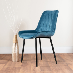 Furniturebox Cesano Set of 2 Blue and Black Velvet Dining Chair - Wilko - thumbnail 6