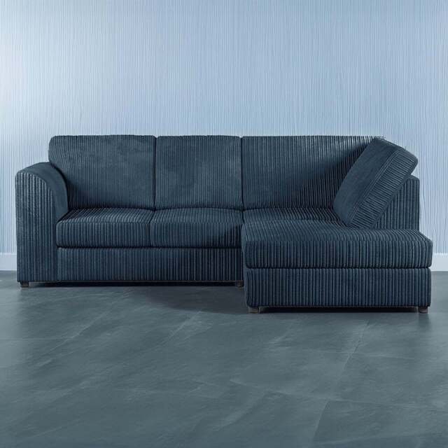 Luxor 4 Seater Navy Blue Jumbo Cord Full Back Right Hand L Shape Corner Sofa - Wilko - image 1