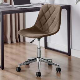 Furniturebox Theresa Brown Velvet and Silver Office Chair - Size: 53 x 47 x 53cm - Wilko - thumbnail 1