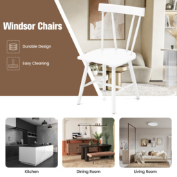 Costway Set of 2 White Windsor Chairs - Size: 60 x 55 x 55cm - Wilko - thumbnail 6