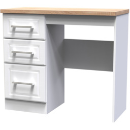 Crowndale Kent 3 Drawer White Ash and Modern Oak Dressing Table - Size: 40 x 93 x 80cm - Brown - Wilko - thumbnail 3