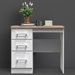 Crowndale Kent 3 Drawer White Ash and Modern Oak Dressing Table - Size: 40 x 93 x 80cm - Brown - Wilko