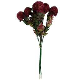Leaf Pink Large Ball Dahlia Single Stem Artificial Flower 6 Pack - Size: 70 x 10 x 10cm - Wilko
