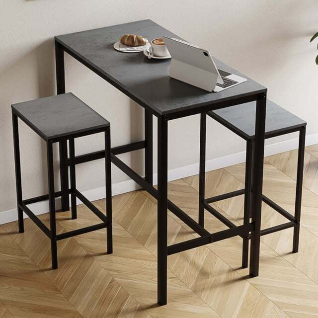 Vida Designs Roslyn 2 Seater Metal Frame Breakfast Table Set Concrete Grey - Wilko - image 1