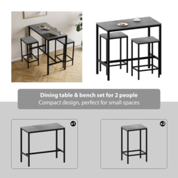Vida Designs Roslyn 2 Seater Metal Frame Breakfast Table Set Concrete Grey - Wilko - thumbnail 5
