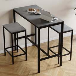 Vida Designs Roslyn 2 Seater Metal Frame Breakfast Table Set Concrete Grey - Wilko