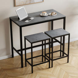 Vida Designs Roslyn 2 Seater Metal Frame Breakfast Table Set Concrete Grey - Wilko - thumbnail 3