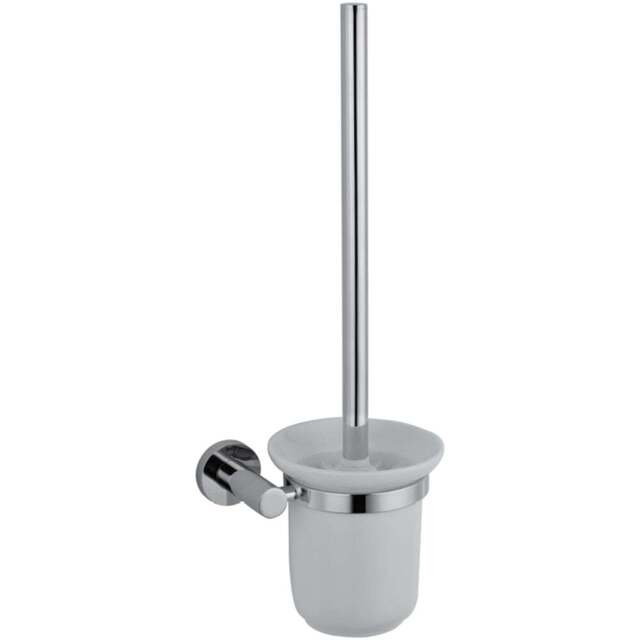 Nes Home Chrome Round Wall Mounted Toilet Brush Holder - Size: 37 x 15 x 11.2cm - Silver - Wilko - image 1
