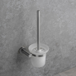 Nes Home Chrome Round Wall Mounted Toilet Brush Holder - Size: 37 x 15 x 11.2cm - Silver - Wilko - thumbnail 3