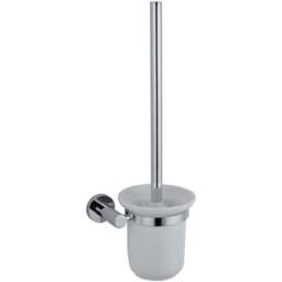 Nes Home Chrome Round Wall Mounted Toilet Brush Holder - Size: 37 x 15 x 11.2cm - Silver - Wilko