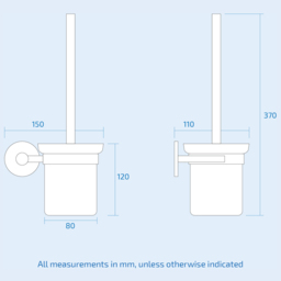 Nes Home Chrome Round Wall Mounted Toilet Brush Holder - Size: 37 x 15 x 11.2cm - Silver - Wilko - thumbnail 4
