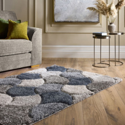 Origins 3D Scallop Navy Rug 80 x 150cm - Blue - Wilko - thumbnail 3